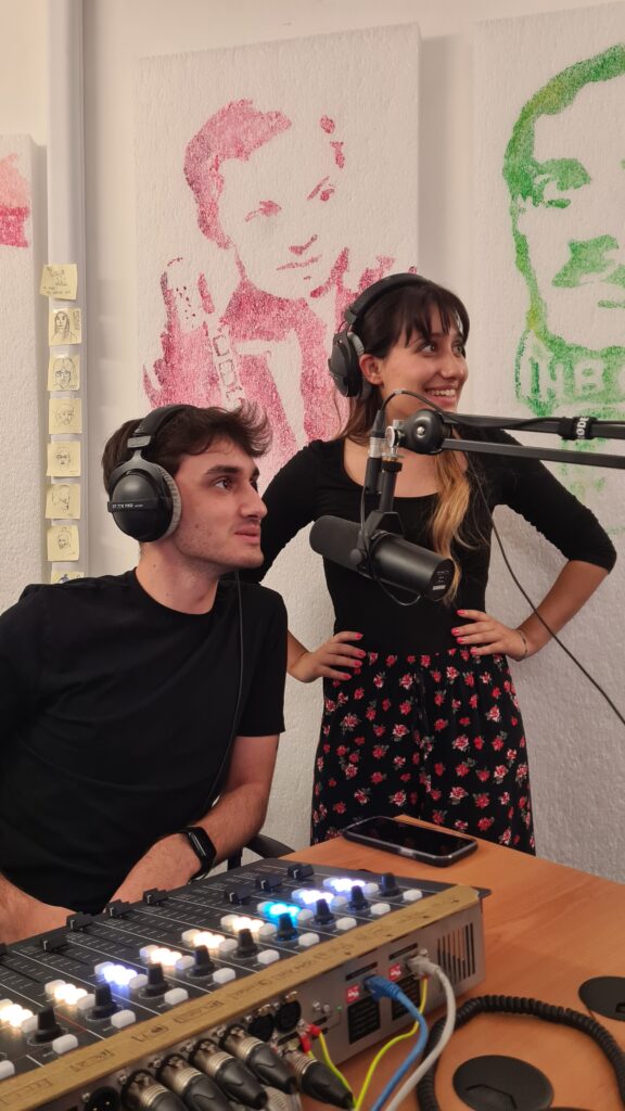 Cesare e Beatrice nella prima diretta 2023/2024 UniBg OnAir